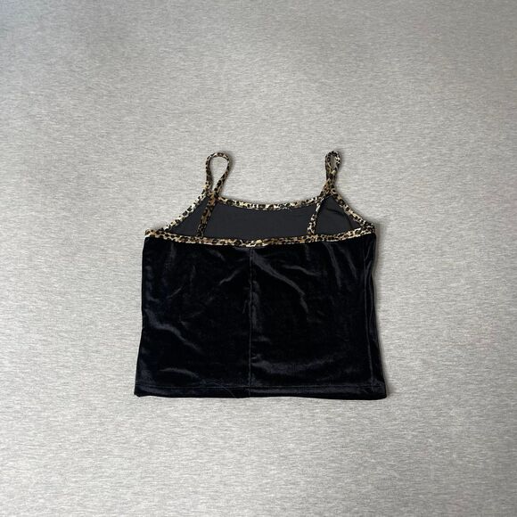 Rave City Vintage 90’s Velour Leopard Trim Cami Tank Top - Picture 2 of 7